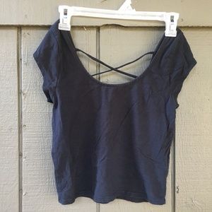 Blue Strappy Back Crop Top